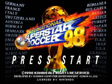 International Superstar Soccer '98 (Europe) (Beta) (1998-03-02) screen shot title